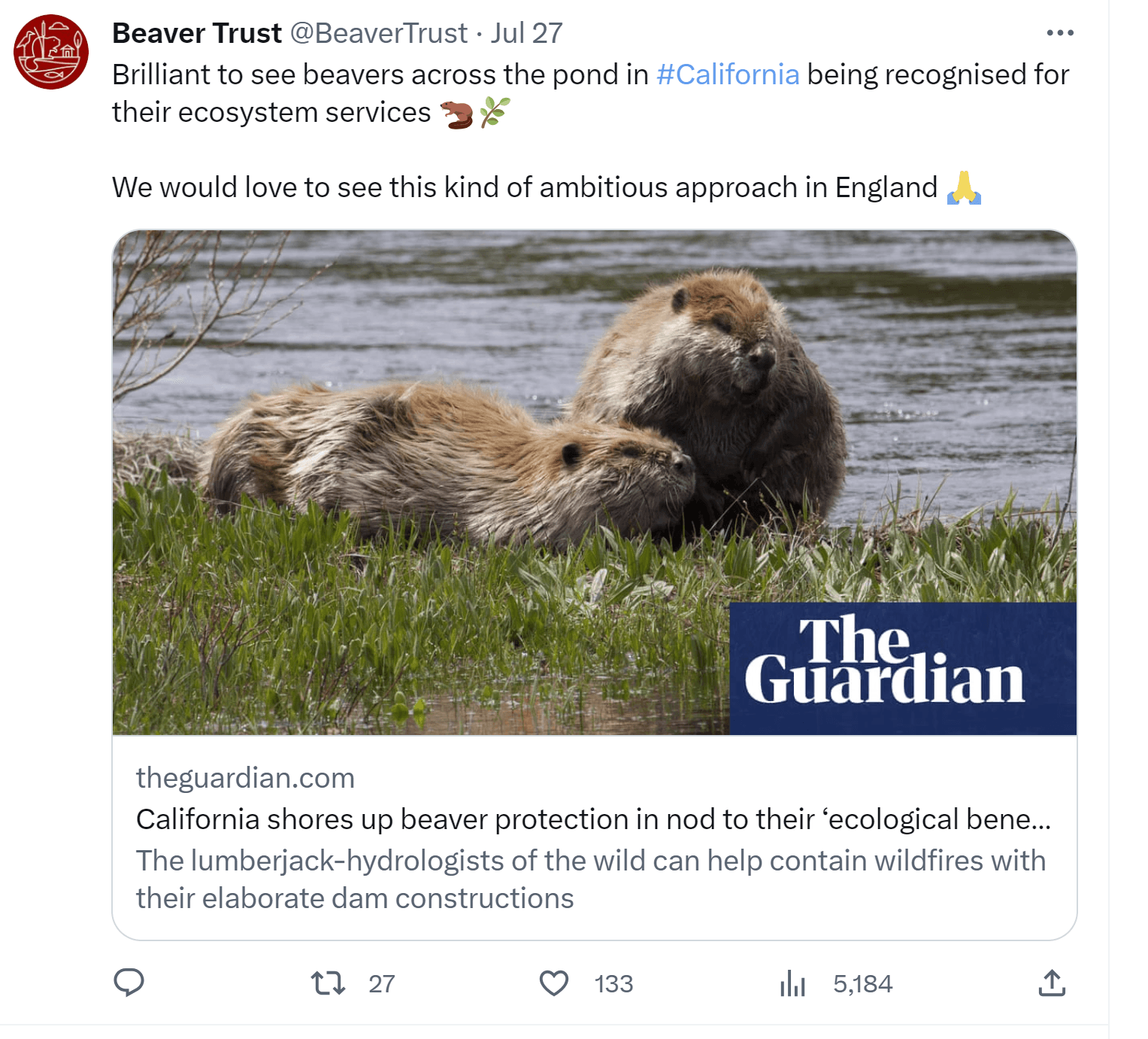 Example of a social media post with the alt text of the linked-to page being displayed within the post